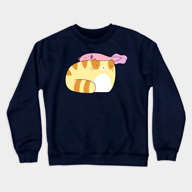 Axolotl and Tabby Crewneck Sweatshirt by saradaboru